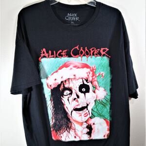 Alice Cooper Christmas Pudding T-Shirt Black Size 2XLarge Holiday Cheer